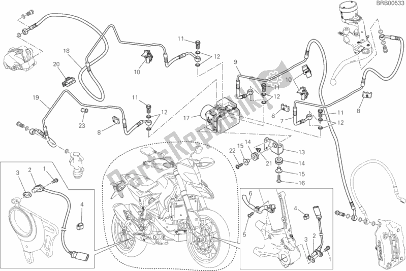All parts for the Antilock Braking System (abs) of the Ducati Hypermotard 939 SP USA 2018